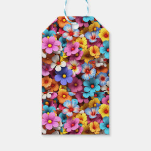 Färgglada vackra blommor Mönster-20340 Presentetikett