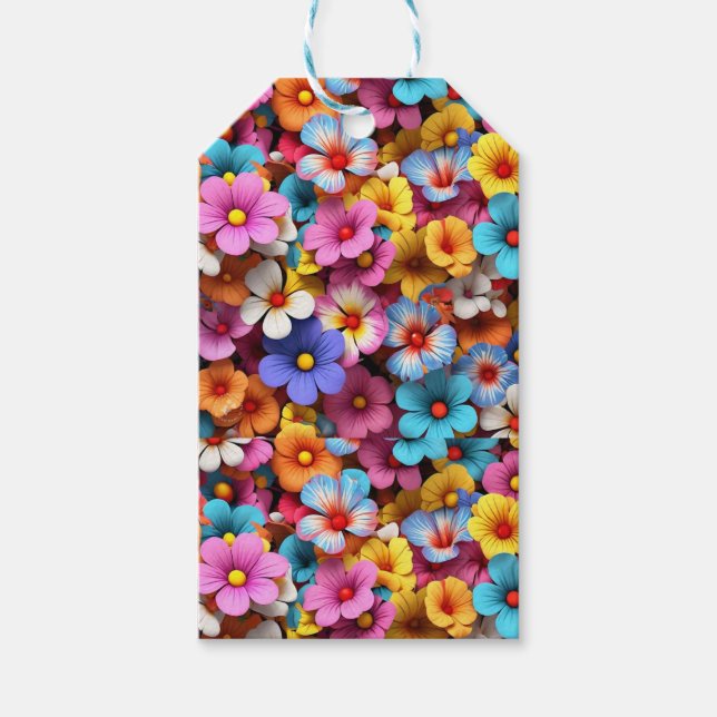 Färgglada vackra blommor Mönster-20340 Presentetikett (Framsidan)