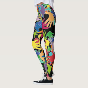 Färgglada vackra tecknade händer överallt leggings