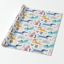 Färgglada vänner till Dachshund Presentpapper