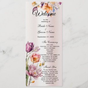 Färgglada vårblommor bröllopsprogram program
