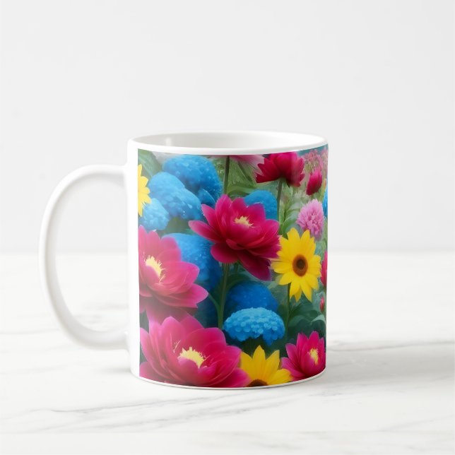 Färgglada vårblommor kaffemugg (Vänster)