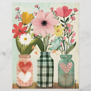 färgglada vårblommor murskål scrapbookpapper