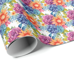 Färgglada vårblommor presentpapper