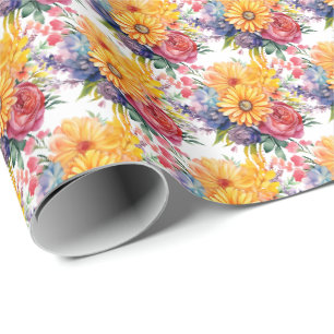 Färgglada vårblommor presentpapper