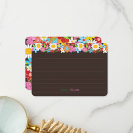 Färgglada vårblommor trädgård modern chic bröllop tack kort