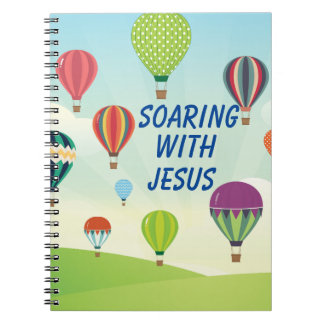 Färgglada varmluftsballonger barn firande anteckningsbok