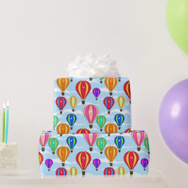 Färgglada varmluftsballonger presentpapper