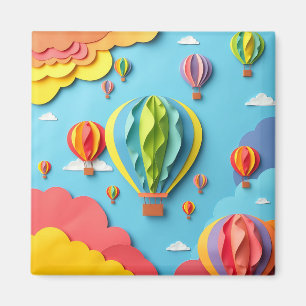 Färgglada varmluftsballongsmönster på himlen magnet