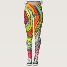 Färgglada Vattenfärgscirklar Bläcklinjer Prickar S Leggings