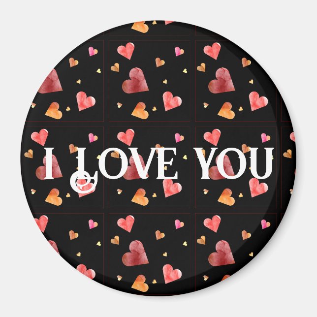 Färgglada vattenfärgshjärtan Magnet (Framsidan)