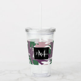 Färgglada växtblad namn monogram  take away mugg
