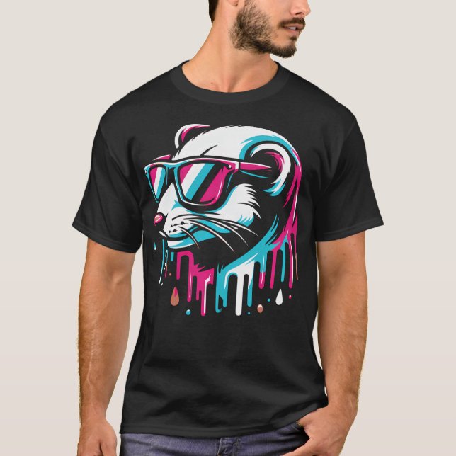Färgglada Vessla Solglasögon Konst Cool T Shirt (Framsida)