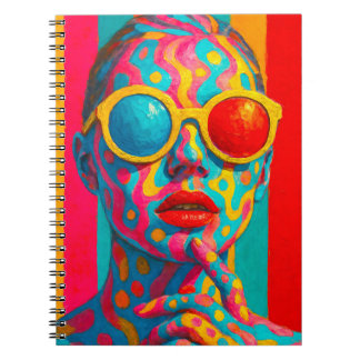 Färgglada Vibrationer - Djärv Pop Art Porträtt Anteckningsbok