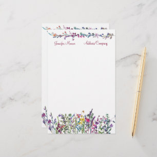 Färgglada vilda blommor anpassade brevpapper