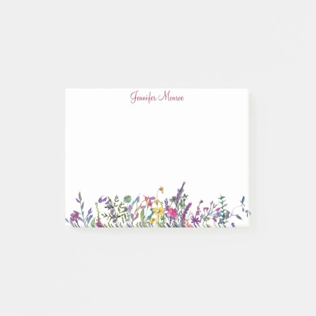 Färgglada vilda blommor anpassade post-it block (Framsida)