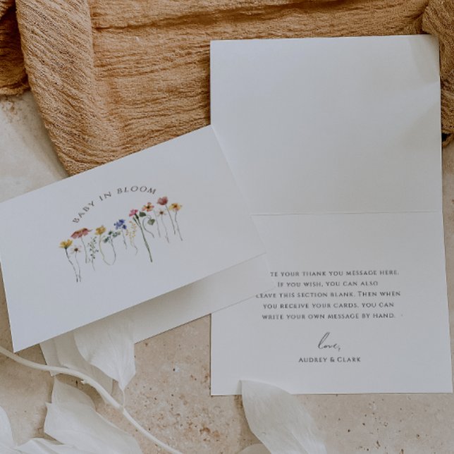 Färgglada vilda blommor Baby i knopp Baby Shower Tack Kort (Skapare uppladdad)