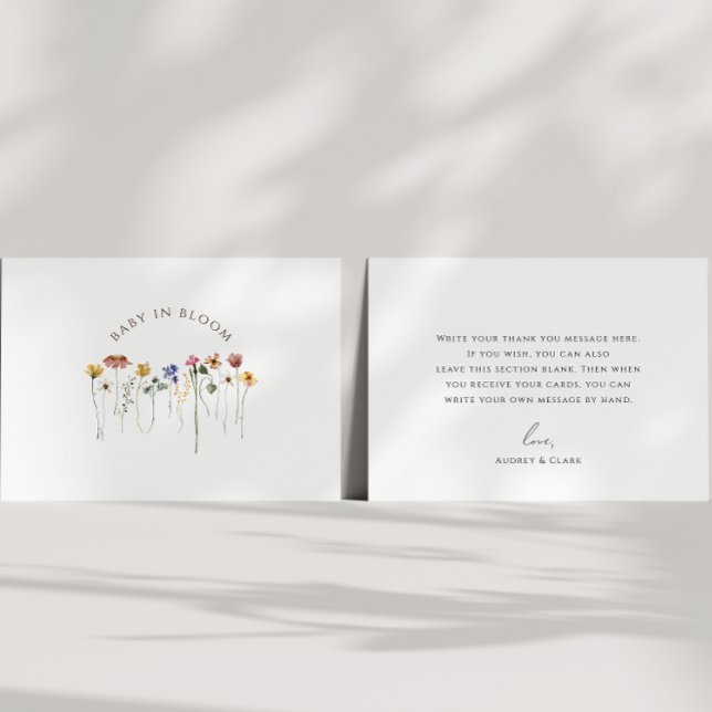Färgglada Vilda Blommor Baby I Knopp Babykalas Tack Kort (Skapare uppladdad)