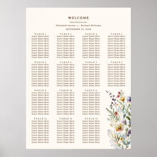 Färgglada Vilda Blommor Blommig Akvarell Bröllop Poster