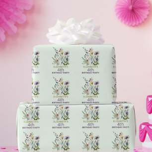 Färgglada Vilda Blommor Blommig Akvarell Födelseda Presentpapper