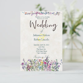 Färgglada vilda blommor bröllopsinbjudan inbjudningar