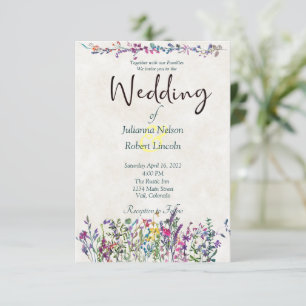 Färgglada vilda blommor bröllopsinbjudan inbjudningar