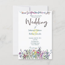 Färgglada vilda blommor bröllopsinbjudan