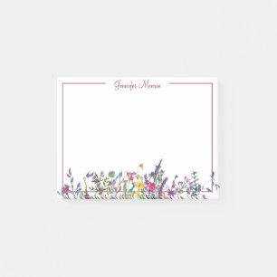 Färgglada vilda blommor personliga post-it block