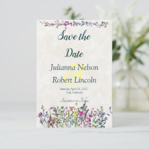 Färgglada vilda blommor spara datum inbjudan