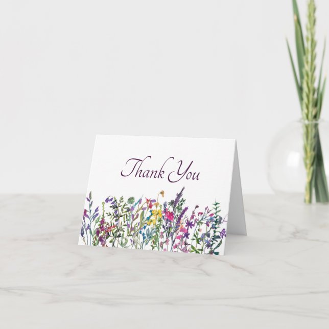 Färgglada vilda blommor tackkort (Framsida)