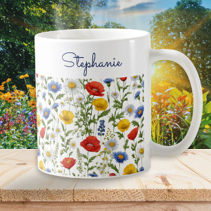 Färgglada Vilda Blommor Vacker Blomma Personlig Kaffemugg