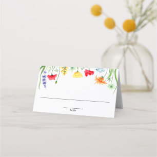 Färgglada vilda blommor vårblommor placeringskort