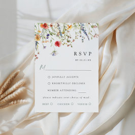 Färgglada vildblomma bröllopsmåltidsval RSVP-kort OSA Kort