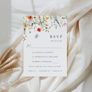 Färgglada vildblomma bröllopsmåltidsval RSVP-kort OSA Kort