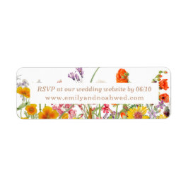 Färgglada vildblomma bröllopswebbplats RSVP Returadress Etikett