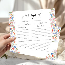 Färgglada vildblomma Bröllosdusch Receptkort Tilläggskort