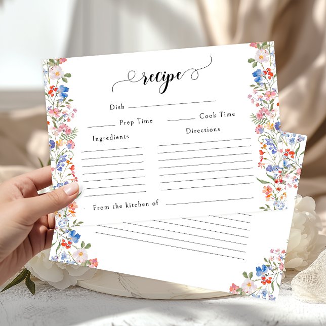 Färgglada vildblomma Bröllosdusch Receptkort Tilläggskort (Skapare uppladdad)