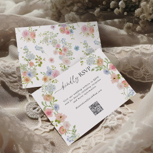 Färgglada Vildblomma QR-kod Bröllop OSA Kort