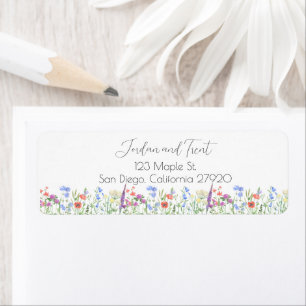 Färgglada vildblomma returadressetiketter returadress etikett