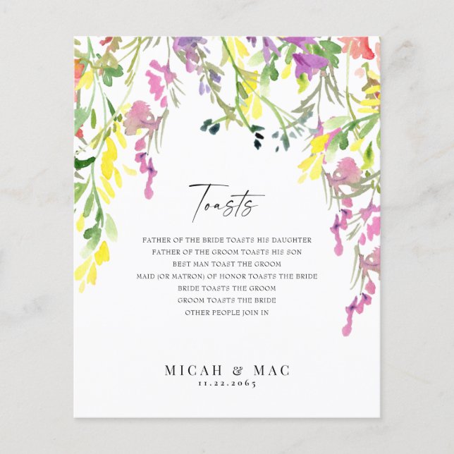 Färgglada vildblommiga bröllopsmottagningstal (Framsida)
