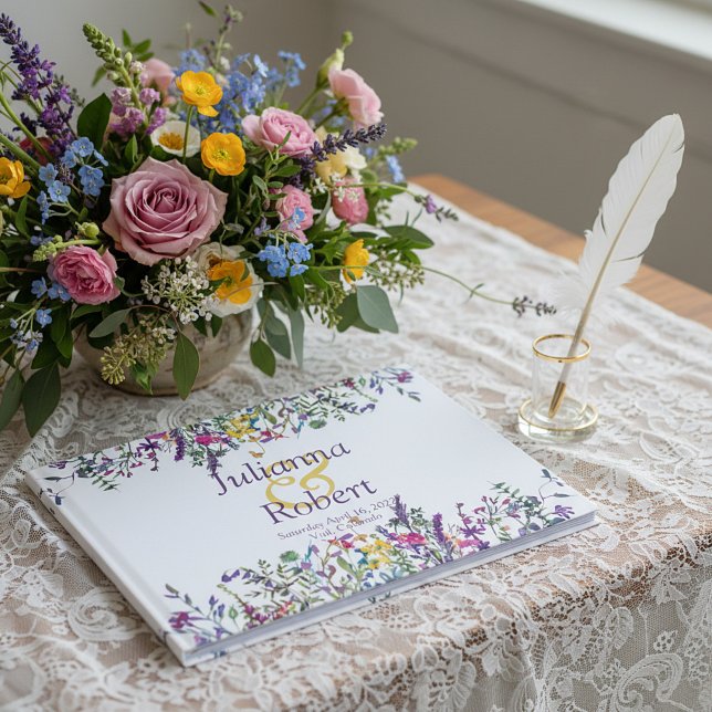 Färgglada vildblommor bröllop gästbok (Skapare uppladdad)