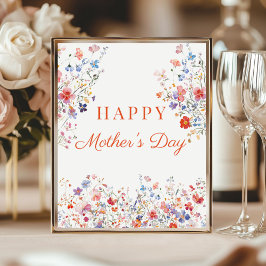 Färgglada vildblommor Glad mors dag bordsskylt Poster