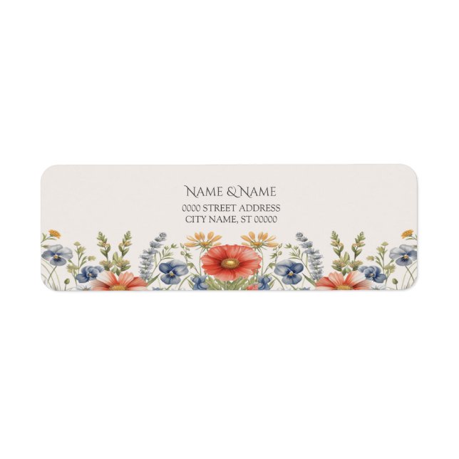 Färgglada vildblommor returadressetikett returadress etikett (Framsidan)