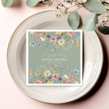 Färgglada vildblommor Sagegrön Bröllopsdusch
