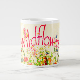Färgglada vildblommor text jumbo mugg