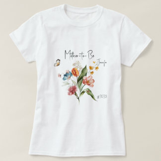 Färgglada Vintage Blommor, Blivande Mamma Barnkala T Shirt
