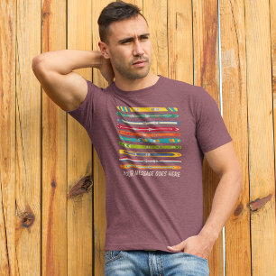 Färgglada Vintage Skidor Anpassad Meddelande Grafi T Shirt