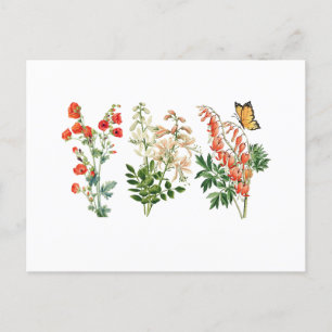 Färgglada Vintage Sommarblommor Vykort