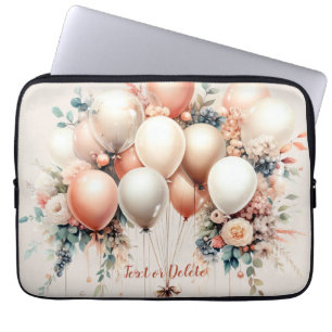 Färgglada vita persiko blommiga ballonger Elegant Laptop Fodral