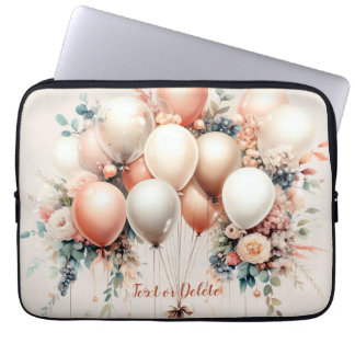 Färgglada vita persiko blommiga ballonger Elegant Laptop Fodral